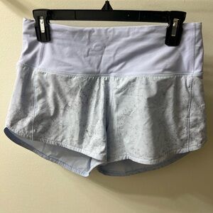 Lululemon Light Blue Pattern Speed Up Shorts Size 6